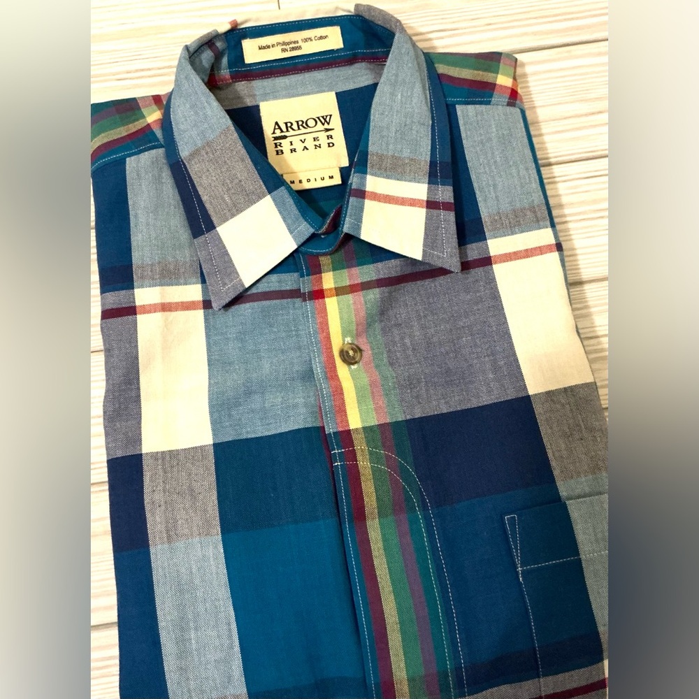 Arrow Blue and Red Casual Button Down Shirt